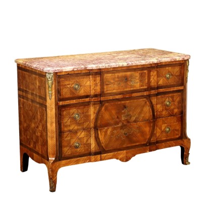 Antique Chest of Drawers Oak Marble France XX Century