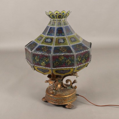 Antique Table Lamp Metal Glass Italy XX Century