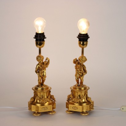 Antique Table Lamps F.B.A.I. Bronze Italy XX Century