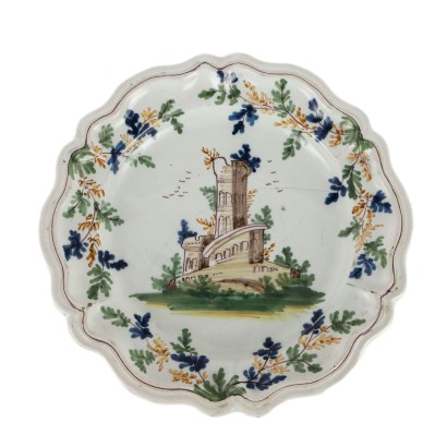 Assiette Ancienne Majolique de Pavia Italie XVIIIe Siècle