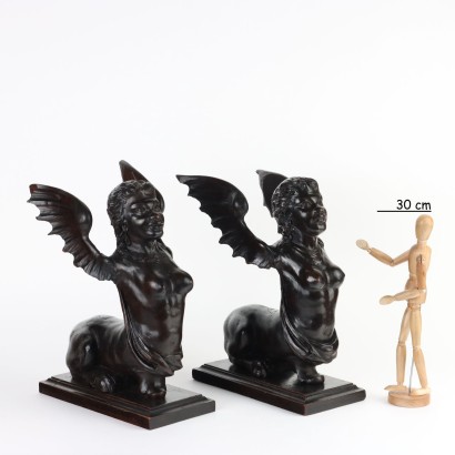 Pair of Carved Wooden Chimeras