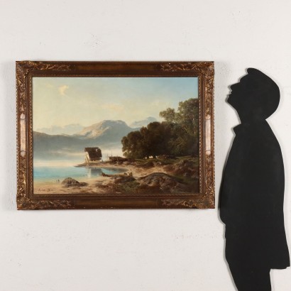 Paysage avec rivière, peinture de Stanislas Eduard Von Kalckreu, paysage de montagne avec lac, Stanislas Eduard Von Kalckreuth, Stanislas Eduard Von Kalckreuth, Stanislas Eduard Von Kalckreuth, Stanislas Eduard Von Kalckreuth, Stanislas Eduard Von Kalckreuth