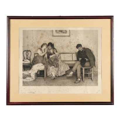 Lithograph by Eugene de Blaas,Galant scene,Eugene De Blaas,Eugene De Blaas,Eugene De Blaas,Eugene De Blaas