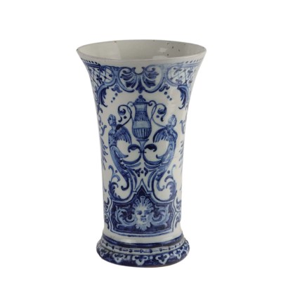 Vaso a Tromba in Maiolica Manifattura Gien