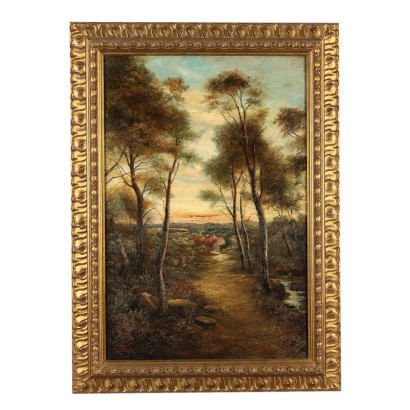 Tableau Modèrne Paysage Huile sur Toile XIXe Siècle