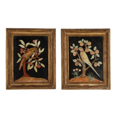 Pair of Scagliola Plaques Depicts