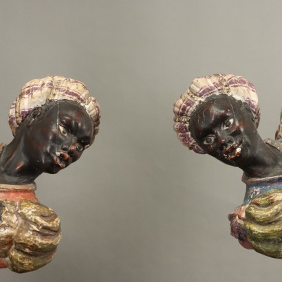 Pair of carved Moorish lamp holders