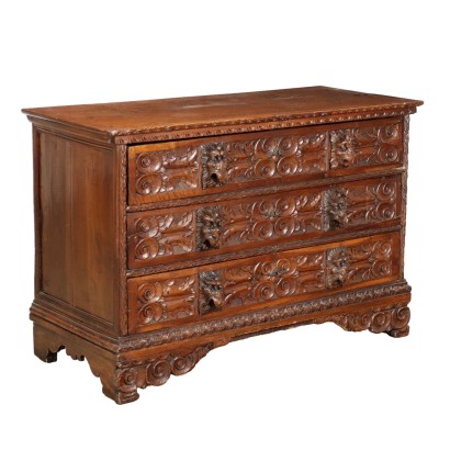 Antique Baroque Chest of Drawers Walnut Italy XVIII Century