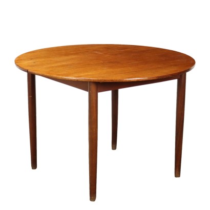 Table Ronde Vintage Plaquée en Teck Italie Années 1960