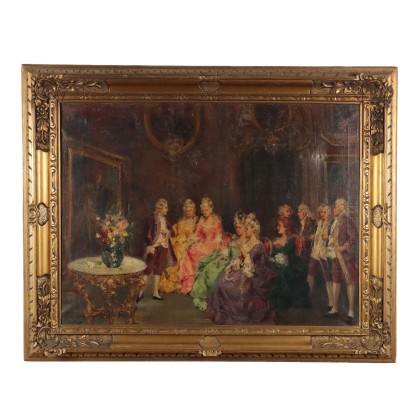 Pintura Moderna Salón con Nobles Óleo Sobre Lienzo S. Balsamo 900