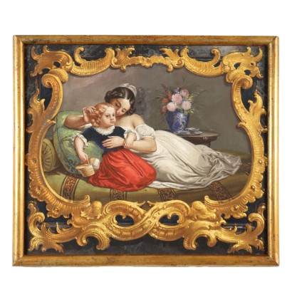 Tableau Ancien Détrempe sur Toile Italie XIXe Siècle