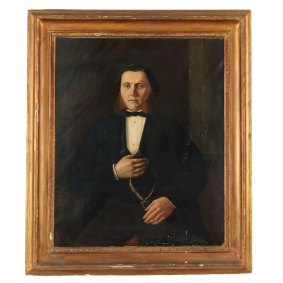 Antique Painting Portrait Oil on Canvas XIX Century