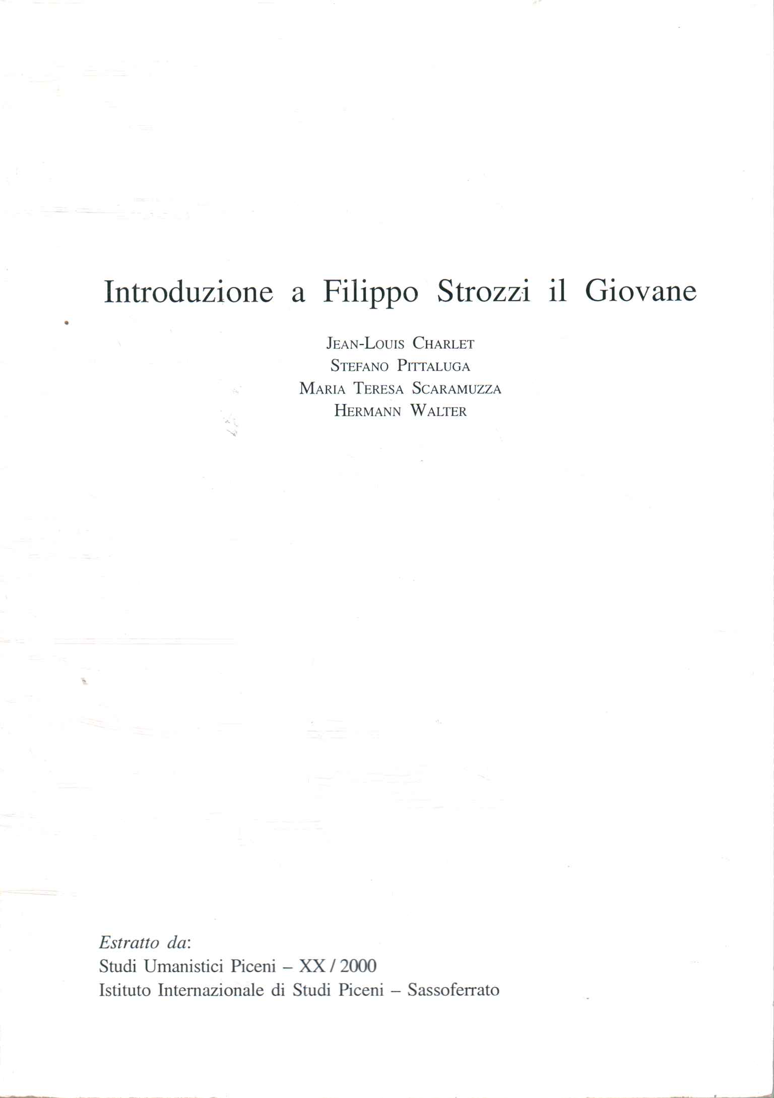 Introduzione a Filippo Strozzi il Giovan