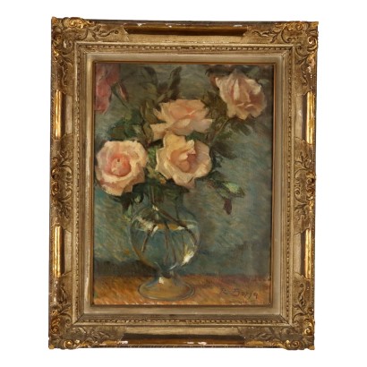 Gemälde von Roberto Borsa,Blume in Vase,Roberto Borsa,Roberto Borsa,Roberto Borsa,Roberto Borsa