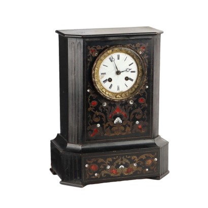 Antique Countertop Clock Wood Inlays Europe XIX Century