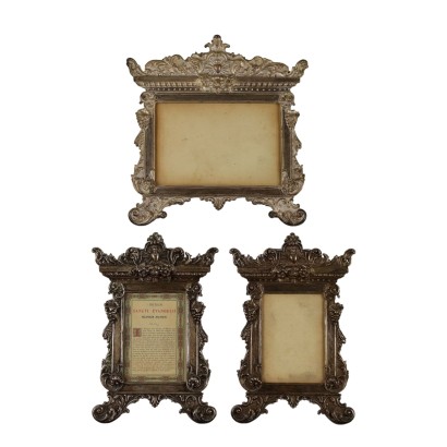 Antique Set of Church Frames Silvered Metal Europe XIX-XX Century