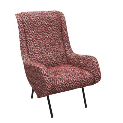 Fauteuil Vintage Tissu Métal Italie Années 60