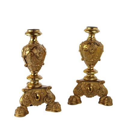 Pair of Bronze Candle Holder Bases