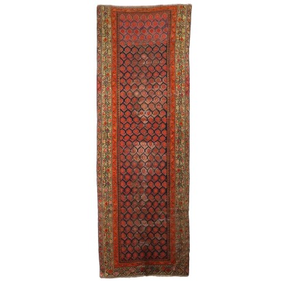 Antique Malayer Carpet Cotton Wool Thin Knot Iran 116 x 39 In