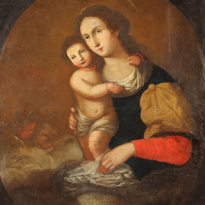 Tableau Madone à l'Enfant et aux Anges