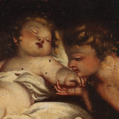 Painting of Baby Jesus sleeping with,Baby Jesus sleeping with St.