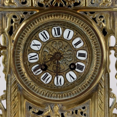 Triptych Clock in Gilded Bronze