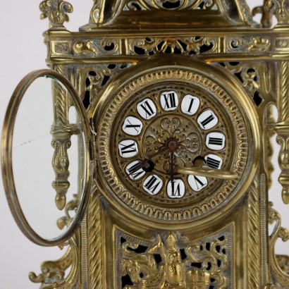 Triptych Clock in Gilded Bronze