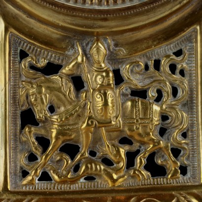 Trittico Orologio in Bronzo Dorato