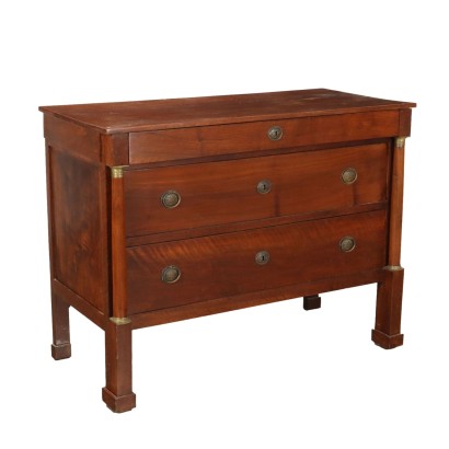 Antique Empire Chest of Drawers Walnut 3 Drawers Italy XIX Century