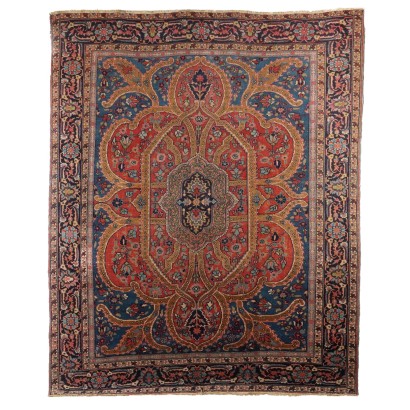 Antique Mashad Carpet Cotton Heavy Knot Iran 126 x 102 In