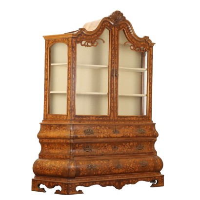 Antike Vitrine Barockstil Walnuss Furniert Niederlande XX Jhd