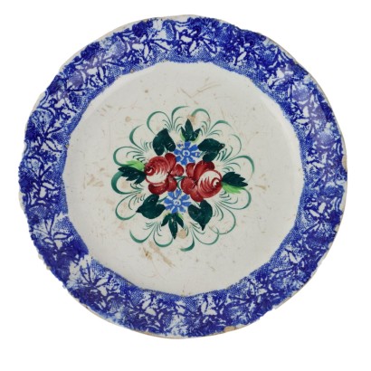 Assiette Ancienne Céramique Mondovì Italie Fin XIXe Siècle