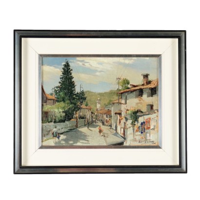 Pintura de Domenico De Bernardi,Primavera en el pueblo,Domenico De Bernardi,Domenico De Bernardi,Domenico De Bernardi,Domenico De Bernardi