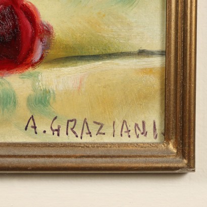 Peinture d'Alfio Paolo Graziani,Composition florale,Alfio Paolo Graziani,Alfio Paolo Graziani,Alfio Paolo Graziani