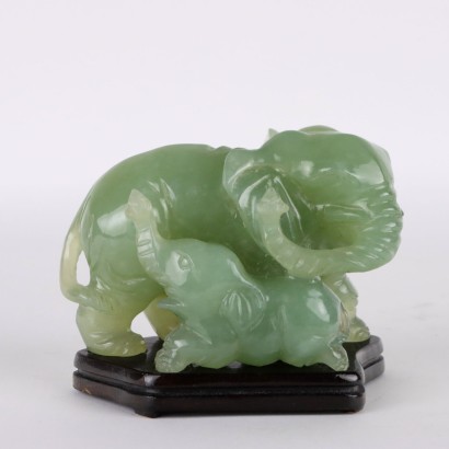 Jade Elephant with Baby