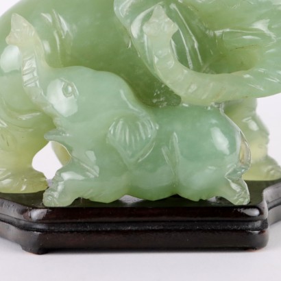 Jade Elephant with Baby