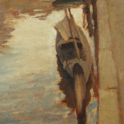 Painting by Emil Lindenfeld,Boats on the Canal,Emil Lindenfeld,Emil Lindenfeld,Emil Lindenfeld