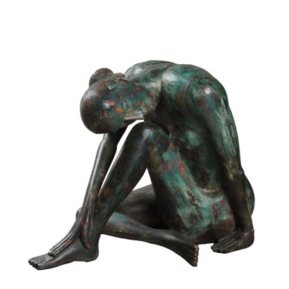 Sculpture en bois nue féminine