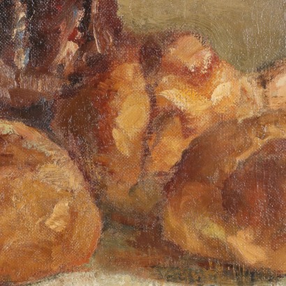 Gemälde von Domenico De Bernardi,Komposition mit Brot und Tomaten,Domenico De Bernardi,Domenico De Bernardi,Domenico De Bernardi