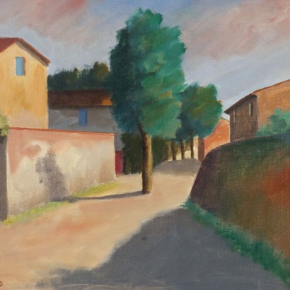 Painting by Nino Tirinnanzi,Landscape with farmhouses,Nino Giovanni Tirinnanzi,Nino Giovanni Tirinnanzi,Painting by Nino Tirinnanzi,Nino Giovanni Tirinnanzi