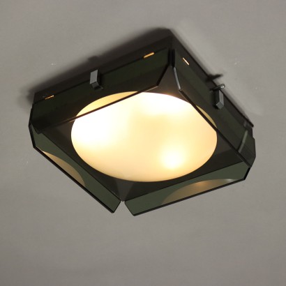 Vintage Ceiling Lamp Milky Glass Italy 1960s