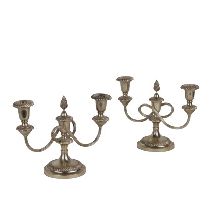 Coppia di Candelabri in Argento Pampaloni Franco Firenze