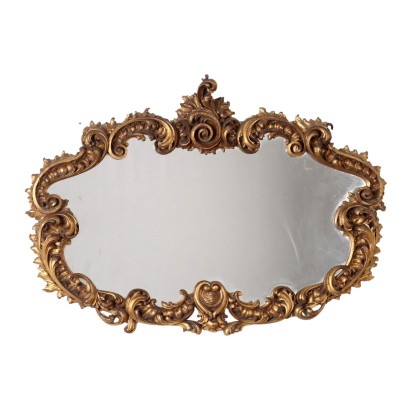 Antique Mirror Baroque Style Linden Italy XX Century