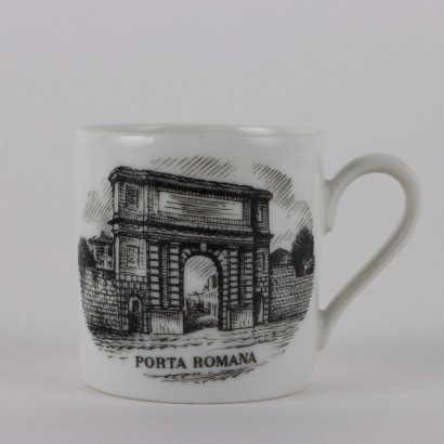 Six tasses à café Piero Fornasetti,Piero Fornasetti,Piero Fornasetti,Piero Fornasetti,Piero Fornasetti