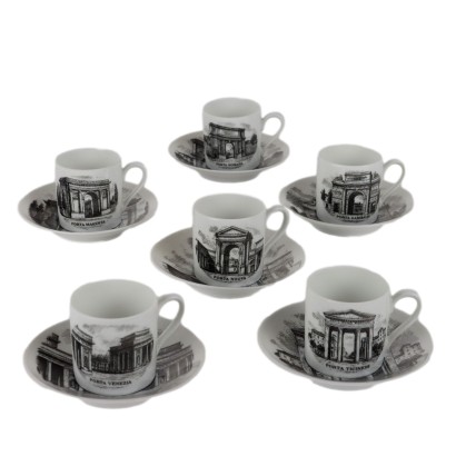 Tasses à Café Porcelaine Vintage Piero Fornasetti Milan Années 60