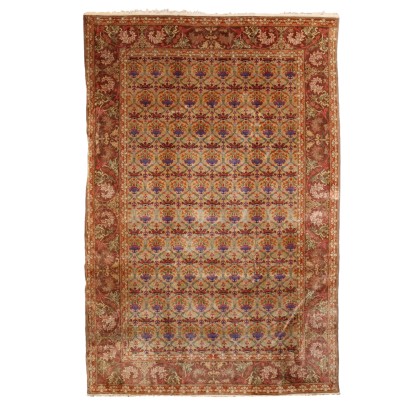 Antique Kum Carpet Cotton Wool Heavy Knot Iran 120 x 79 In