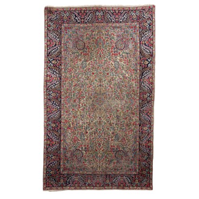 Tapis Kerman Ancien Coton Laine Noeud Gros Iran 247 x 150 cm