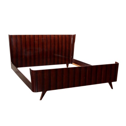 Vintage Double Bed Exotic Wood Veneer Italy 1950s-1960s