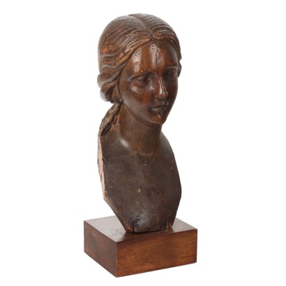 Sculpture Ancienne Bois Buste de Femme Italie XVIIIe Siècle