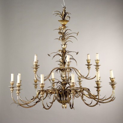 Iron and Sheet Metal Chandelier